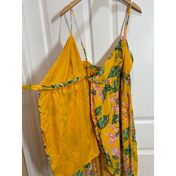 NWT Jealous Tomato Women M Yellow Floral Hi Low Wrap Dress Spring Bright - Picture 5 of 7